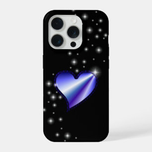 Cœur arc-en-ciel violet avec étoiles sur fond noir