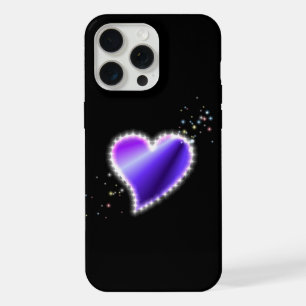 Coeur arc-en-ciel violet avec étoiles sur noir