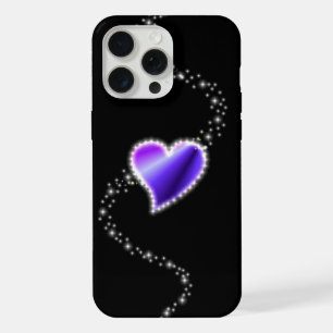 Coeur arc-en-ciel violet avec étoiles sur noir