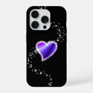 Coeur arc-en-ciel violet avec étoiles sur noir