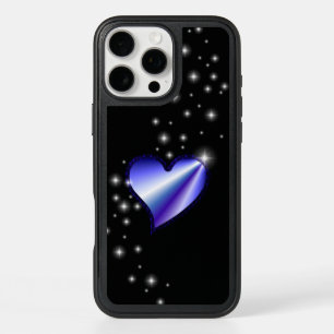 Coeur arc-en-ciel violet avec étoiles sur noir