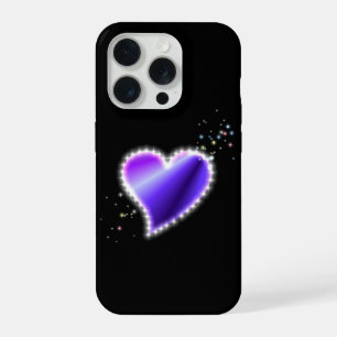 Coeur arc-en-ciel violet avec étoiles sur noir