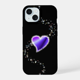 Coeur arc-en-ciel violet avec étoiles sur noir