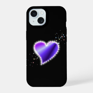 Coeur arc-en-ciel violet avec étoiles sur noir