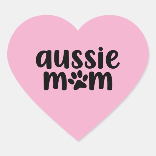 Cœur Australian Shepherd Aussie Mom Sticker Pink (Devant)
