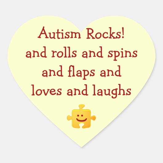 Cœur Autism Rocks Sticker (Devant)
