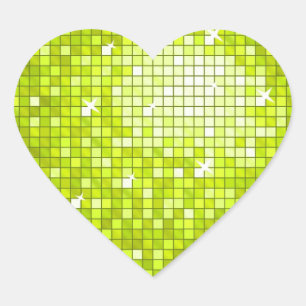 Coeur autocollant Disco Carreaux Lime