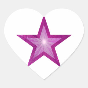 Coeur autocollant rose Star blanc