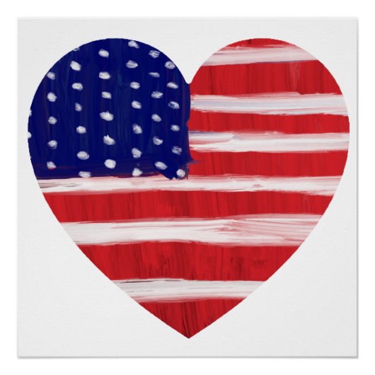 Cœur aux couleurs du drapeau Affiche blanche (Devant)