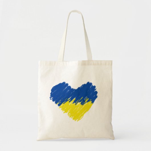 Coeur aux couleurs du drapeau ukrainien. Sac fourr (Devant)