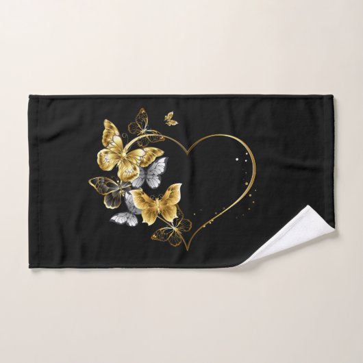 Coeur aux papillons d'or (Serviette à main)