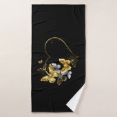 Coeur aux papillons d'or (Serviette de bain)