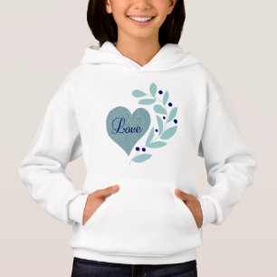 Coeur avec amour et filles Feuilles Sweat - shirt