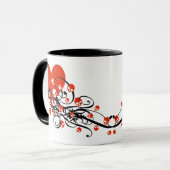 Coeur avec des crânes et des perruques Mug (Devant gauche)