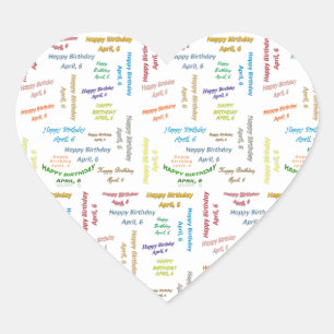 Cœur Avril 6 Anniversaire Sticker