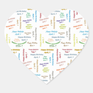 Cœur Avril 7 Anniversaire Sticker