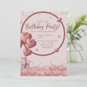 Coeur Balloon Confetti Fille Invitation Anniversai (Debout devant)