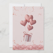 Coeur Balloon Confetti Fille Invitation Anniversai (Dos)