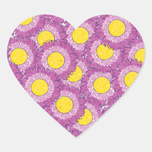 Cœur Beau Sticker en forme de coeur en fleurs - violet
