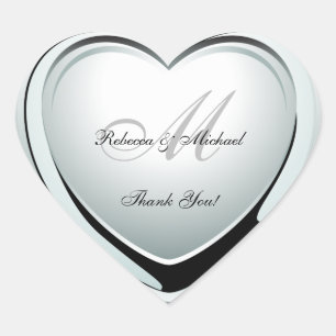 Cœur Beau Sticker en Merci de Mariage Platinum