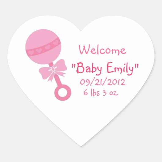 Cœur Bébé de bienvenue Sticker Coeur fille (Devant)