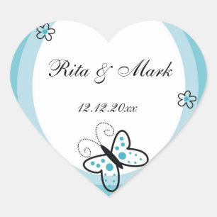 Cœur Beurre Coeur Mariage Faveur Sticker : Bleu