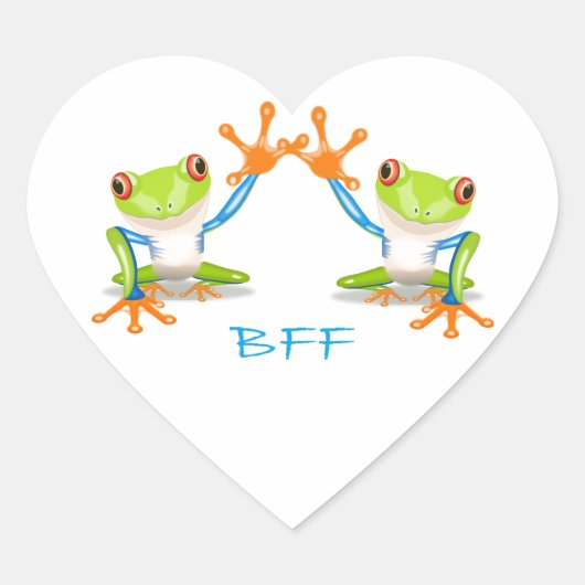 Cœur BFF Meilleur Amis Forever Frogs Sticker Coeur (Devant)