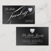 Coeur blanc 2 de noir de carte de visite de bijoux (Devant / Derrière)