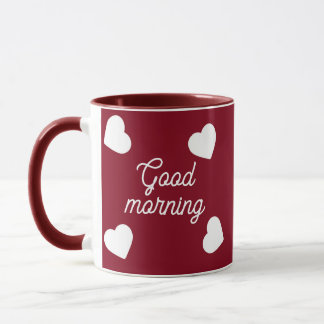 coeur blanc rouge personnalisé Mug
