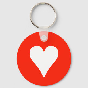 Coeur blanc sur le rouge - porte-clés