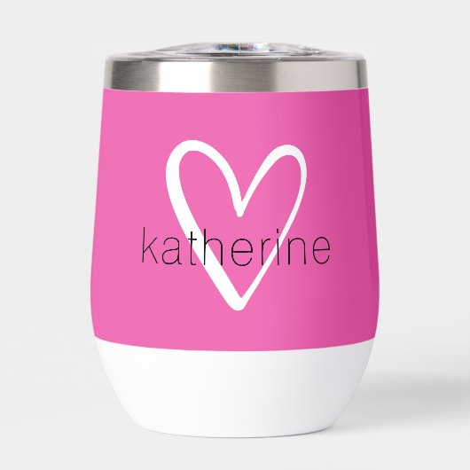 Coeur blanc sur Monogramme rose chaud (Avant)