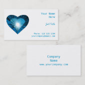 Coeur bleu "coeur" carte de visite blanc (Devant / Derrière)