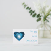 Coeur bleu "coeur" carte de visite blanc (Debout devant)