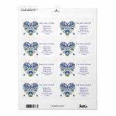 Coeur Bleu de Pologne - Lowicz Étiquette d'art pop (Feuille entière)