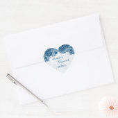 Cœur Bleu Duché, Blanc Floral Mariage Favoriser Sticker (Enveloppe)
