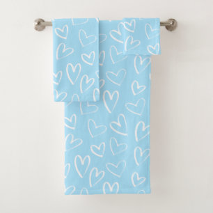 Coeur bleu et blanc motif