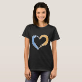 Coeur bleu et or Brushstroke T-shirt femme" (Devant entier)