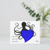 Coeur bleu Octopus - Carte postale (Debout devant)