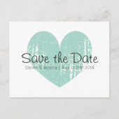 Coeur bleu turquoise enregistrer la date cartes po (Devant)