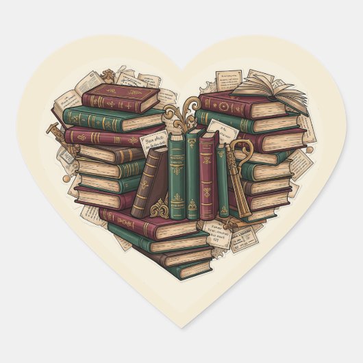 Cœur Book Heart Sticker | Aesthetic Vintage Bibliophile (Devant)