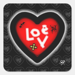 Coeur Brui v1.1 autocollant carré