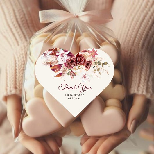 Cœur Burgundy & Blush Floral Wedding Sticker Sheet