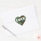 Cœur Camouflage vert Amour Mariage Favor Sticker (Enveloppe)