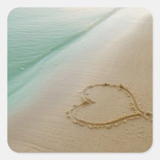 Coeur Cardé Dans Le Sticker Carré De Sable