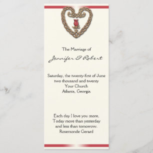 Coeur celtique avec Rose rouge Programme de mariag