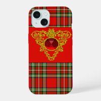 CŒUR CELTIQUE OR, RUBIS, TARTAN ÉCOSSAIS ROUGE VER