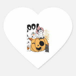 Cœur Chats S'Amusant Sur Sticker Halloween