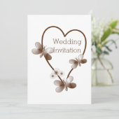 Coeur Chocolat Et Papillons Faire-part de mariage (Debout devant)