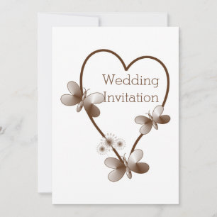 Coeur Chocolat Et Papillons Faire-part de mariage