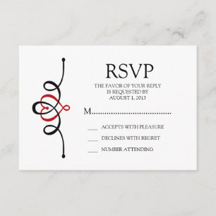 Coeur classique Rouge Mariage traditionnel RSVP